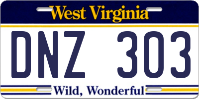 WV license plate DNZ303