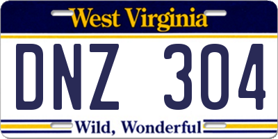 WV license plate DNZ304