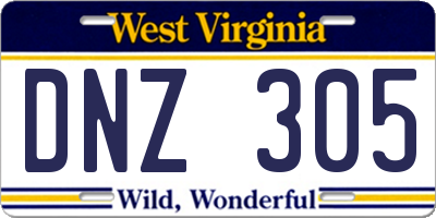 WV license plate DNZ305