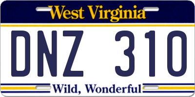 WV license plate DNZ310