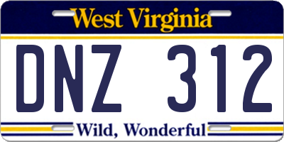 WV license plate DNZ312