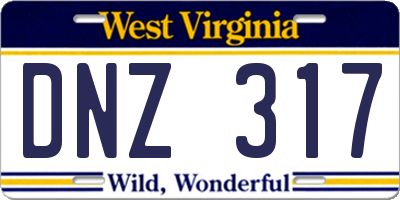 WV license plate DNZ317