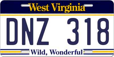 WV license plate DNZ318