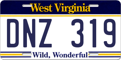 WV license plate DNZ319