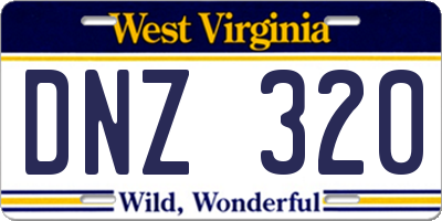 WV license plate DNZ320