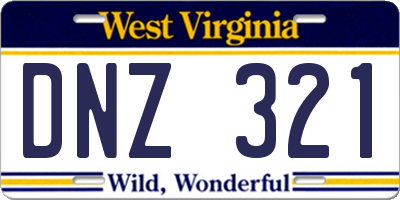 WV license plate DNZ321