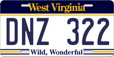 WV license plate DNZ322