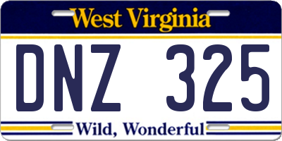WV license plate DNZ325