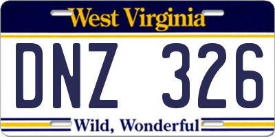 WV license plate DNZ326