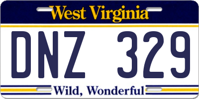 WV license plate DNZ329