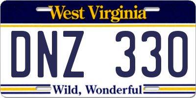 WV license plate DNZ330