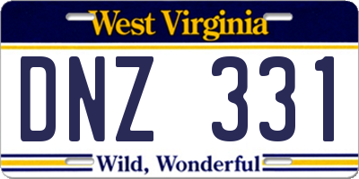 WV license plate DNZ331