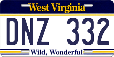 WV license plate DNZ332