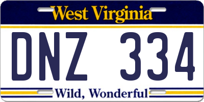 WV license plate DNZ334