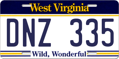 WV license plate DNZ335