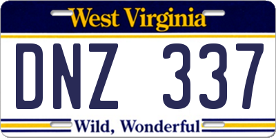 WV license plate DNZ337