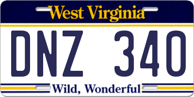 WV license plate DNZ340