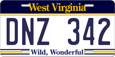 WV license plate DNZ342