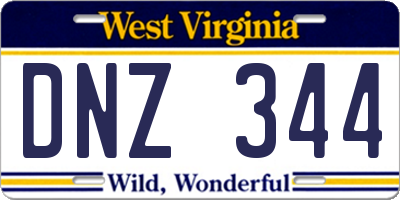 WV license plate DNZ344