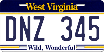 WV license plate DNZ345