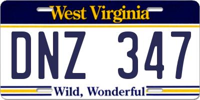 WV license plate DNZ347