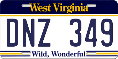 WV license plate DNZ349