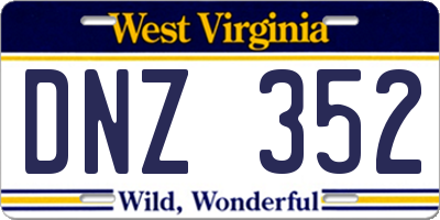 WV license plate DNZ352