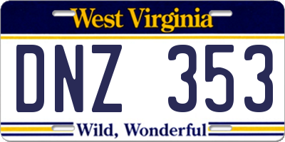 WV license plate DNZ353