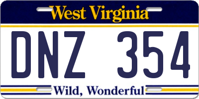 WV license plate DNZ354