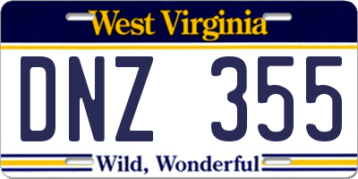 WV license plate DNZ355