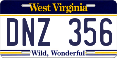 WV license plate DNZ356