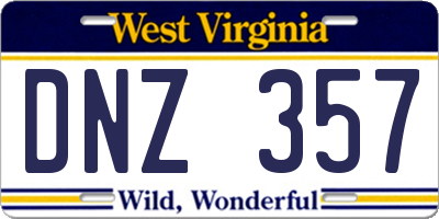 WV license plate DNZ357