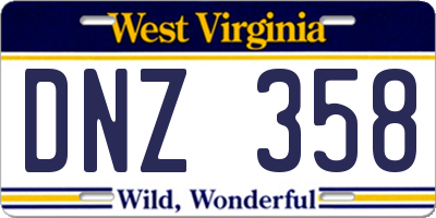 WV license plate DNZ358