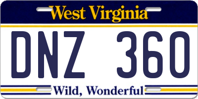 WV license plate DNZ360