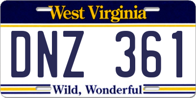 WV license plate DNZ361