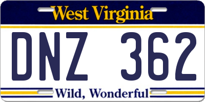 WV license plate DNZ362