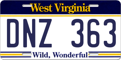 WV license plate DNZ363