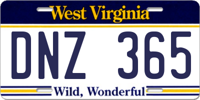 WV license plate DNZ365