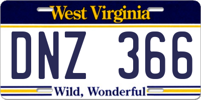 WV license plate DNZ366