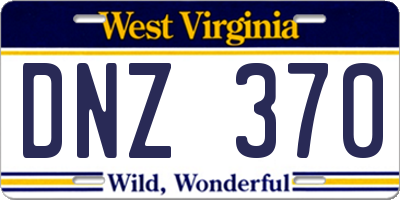 WV license plate DNZ370
