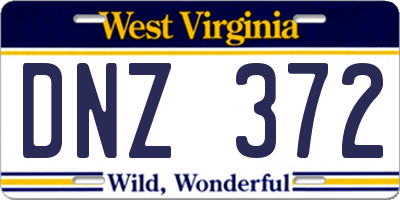WV license plate DNZ372