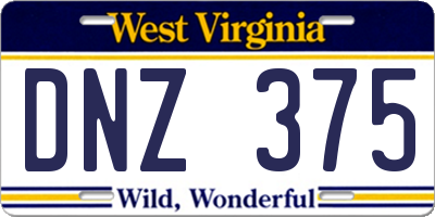 WV license plate DNZ375