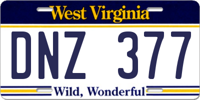 WV license plate DNZ377