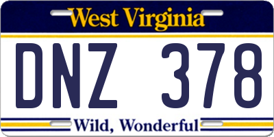 WV license plate DNZ378