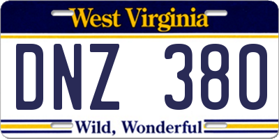 WV license plate DNZ380