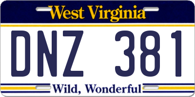 WV license plate DNZ381