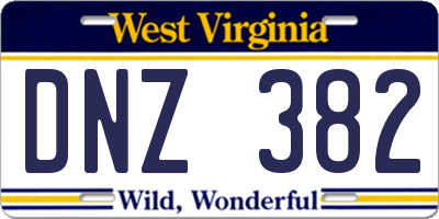 WV license plate DNZ382