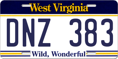 WV license plate DNZ383