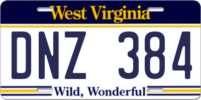 WV license plate DNZ384