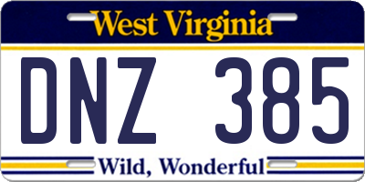 WV license plate DNZ385